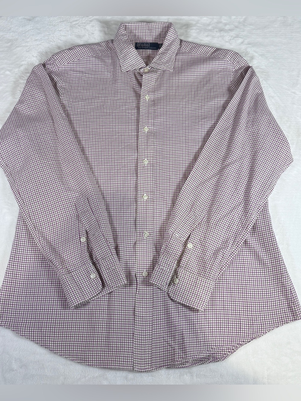 Polo Ralph Lauren Men’s Large Purple Check Button Up Shirt Long Sleeve Cotton